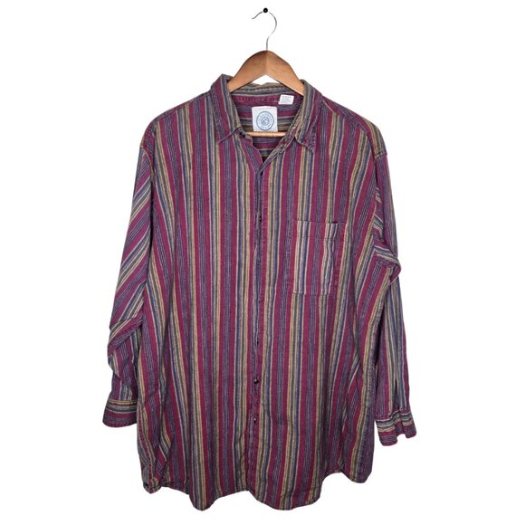 Loafers by Reed St James Vintage Mens Striped Button Down Shirt - Picture 1 of 5